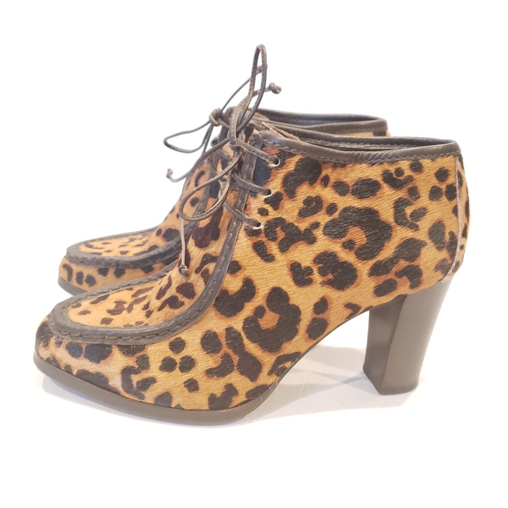 Diane Von Furstenberg pony hair  Animal Print Lace-Up Booties